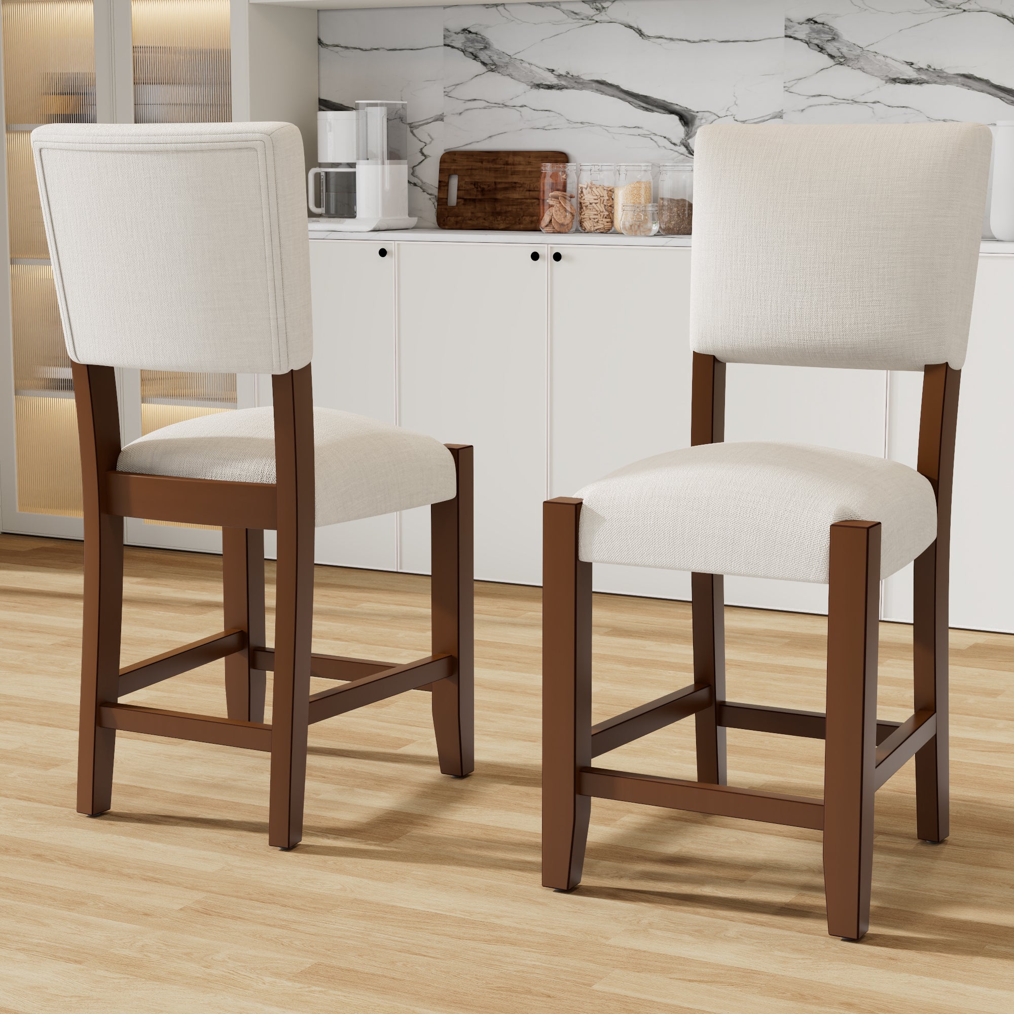 Mid Century Modern Bar Stools Set Of 2, 40.4 Counter Stools With Back,