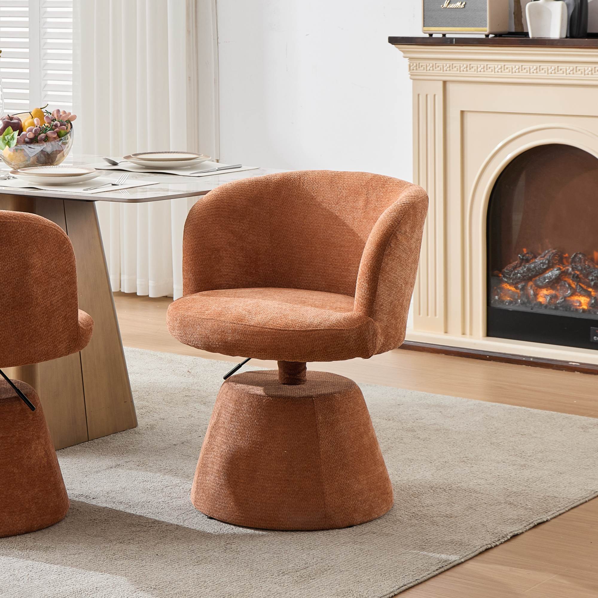 Adjustable Height 360 Swivel Bar Stool, Modern Chenille Upholstered Ro