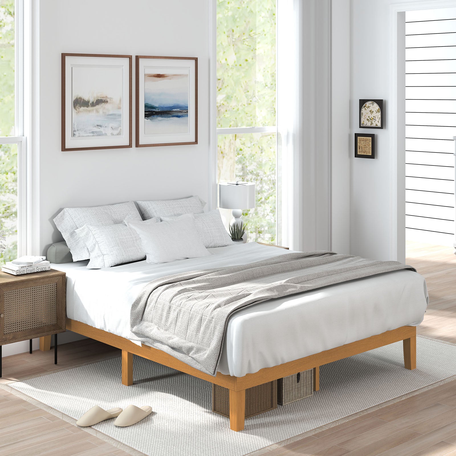 No Need For A Mattress Core. Wooden Platform Bed Frame, With Support C