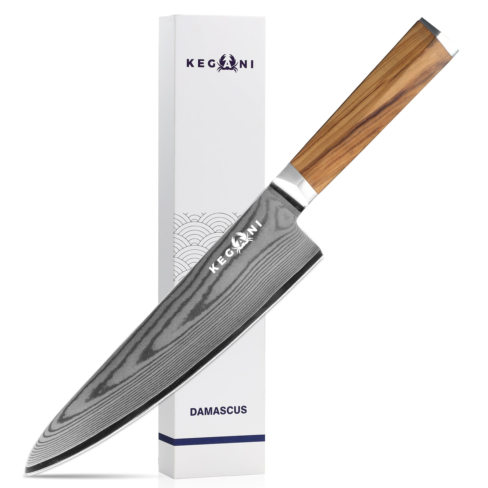 Kegani 8 Inch Kiritsuke Knife, Japanese Chef Knife 67 Layers VG-10 Dam