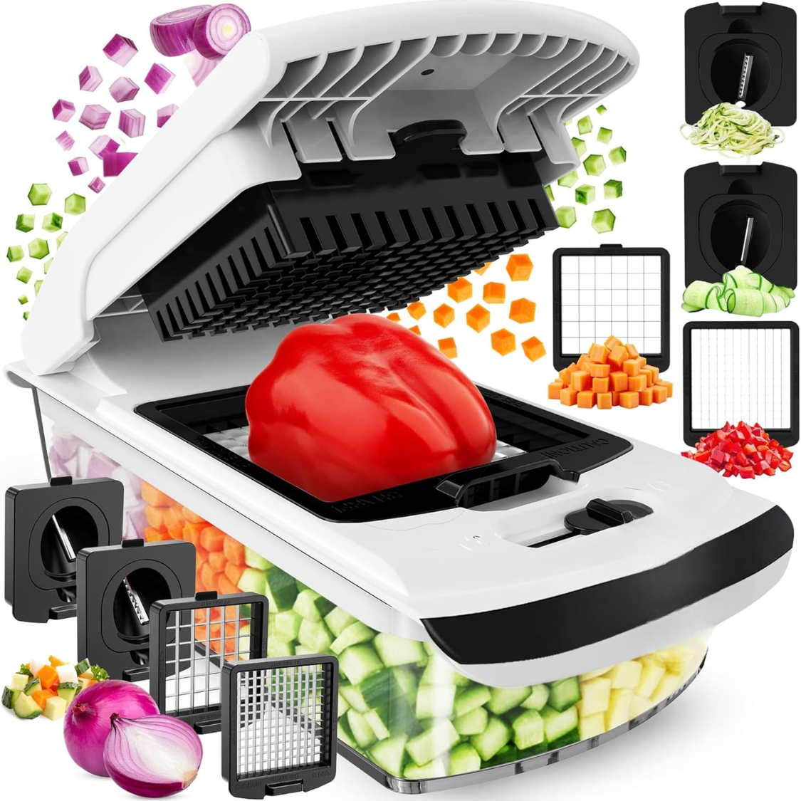 Vegetable Chopper Chopper And Spiralizer Food Chopper With Container F