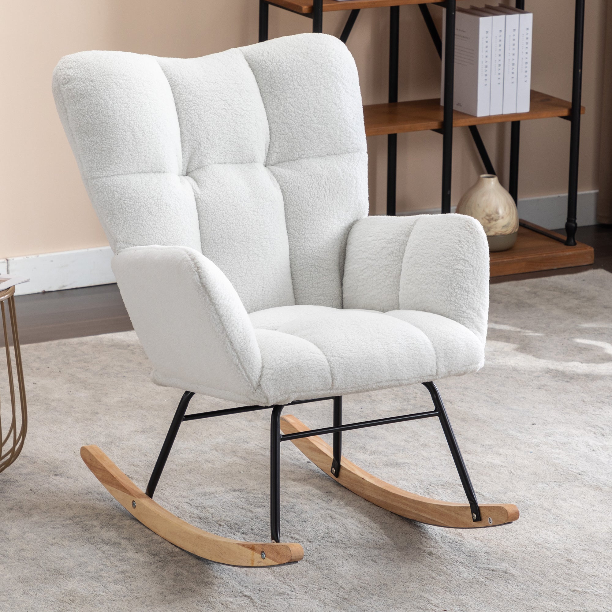 050-Teddy Fabric Rocking Gilder Nursery Chair For Living Room Indoor,I