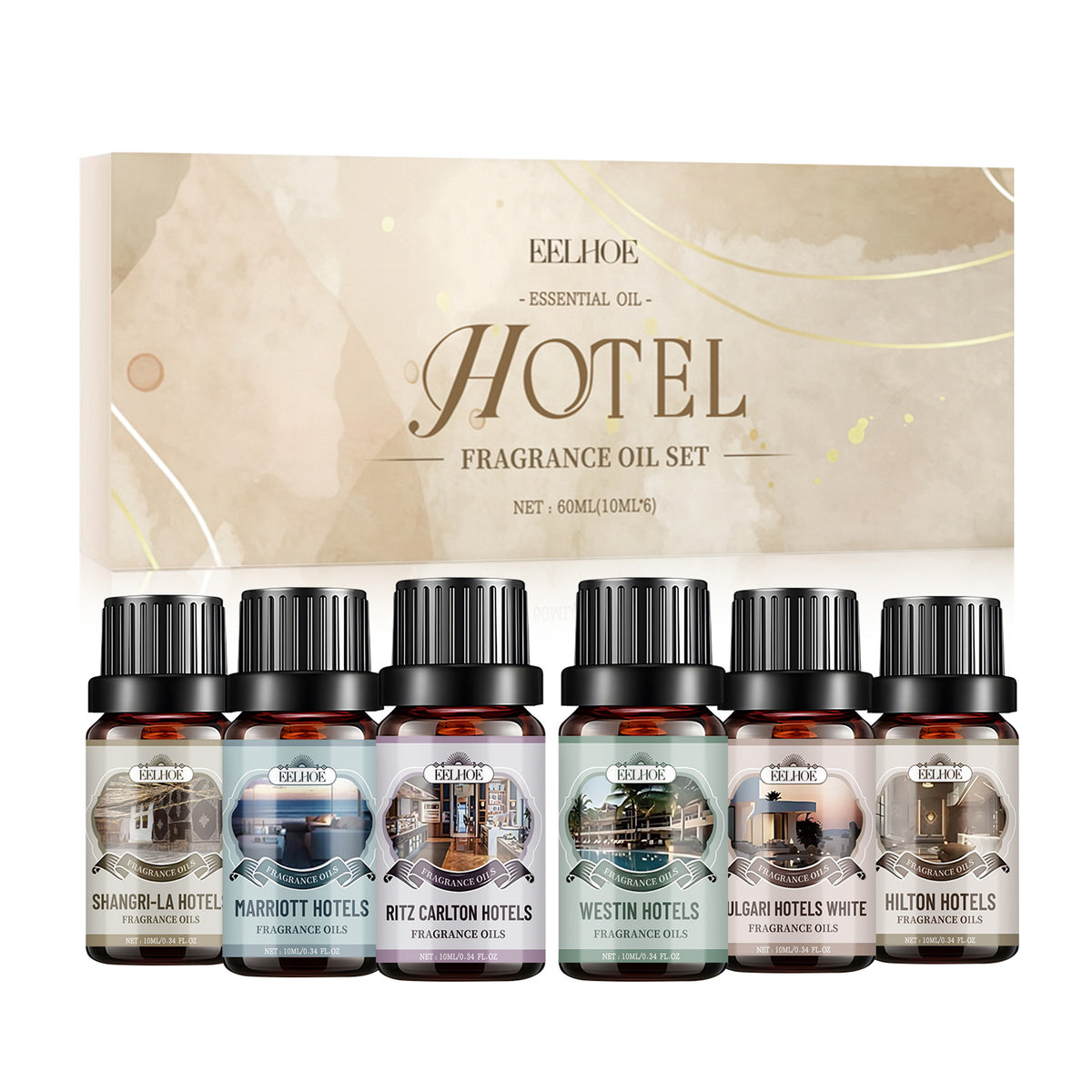 Hotel Fragrance Oil Set, 6 Pack Premium Scented Oils For Diffuser, Can