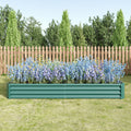 2PCS Green 8×4×1ft Metal Raised Rectangle Garden Planter Beds