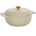 Cast iron 7.5QT cooking pot - Ceramic white - Includes two silicone gl