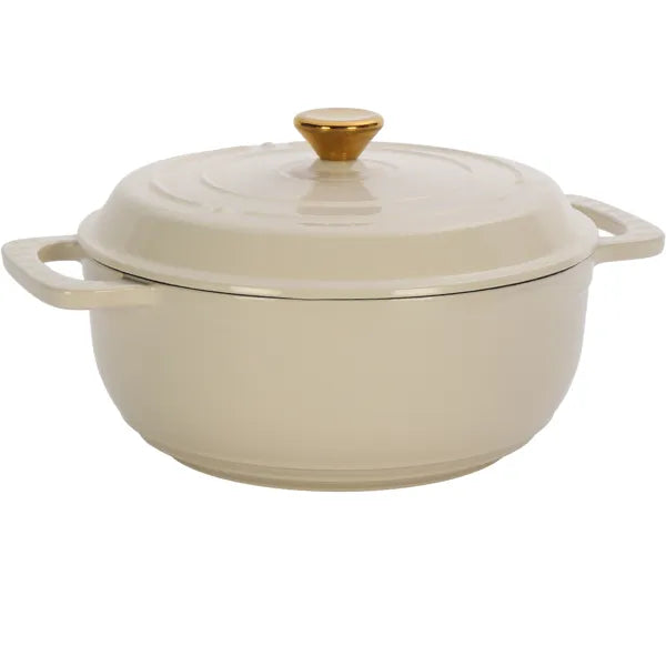 Cast iron 7.5QT cooking pot - Ceramic white - Includes two silicone gl