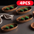 Japanese Boat-Shaped Wooden Sushi Platter Set