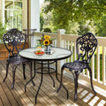 32 Inch Patio Tempered Glass Steel Frame Round Table With Convenient U