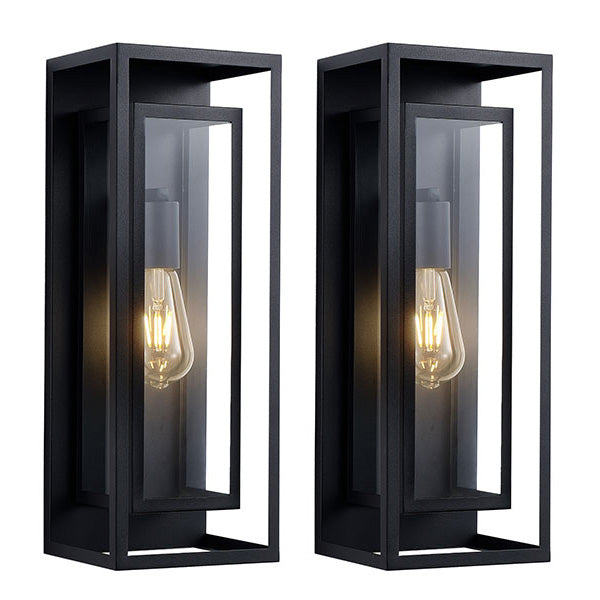 2 Pack 18 Inches Outdoor Wall Lantern Light Fixture, Large Black Exter
