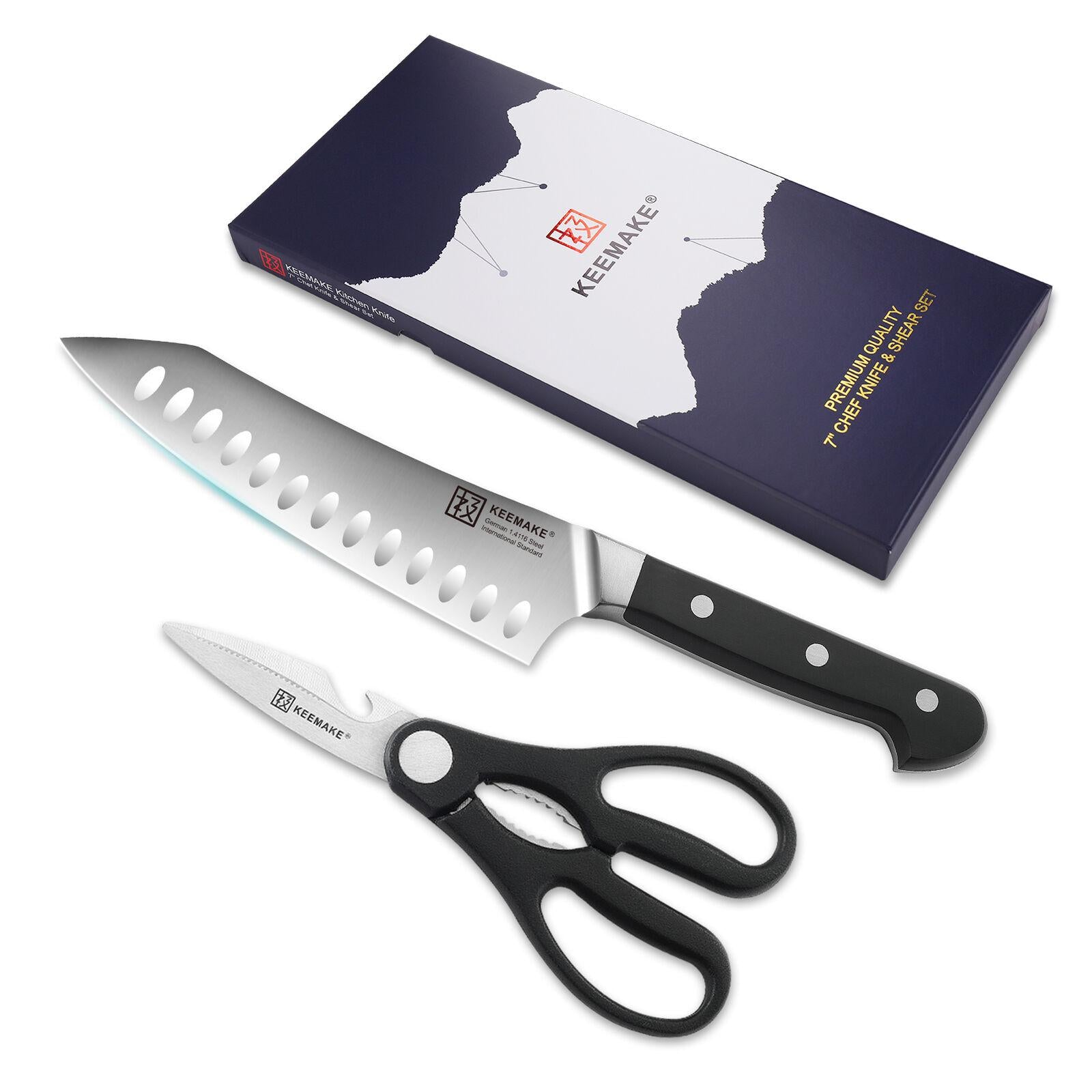 2-Piece Chef's Knife And Kitchen Shears Set Stainless Steel Slicing Kn