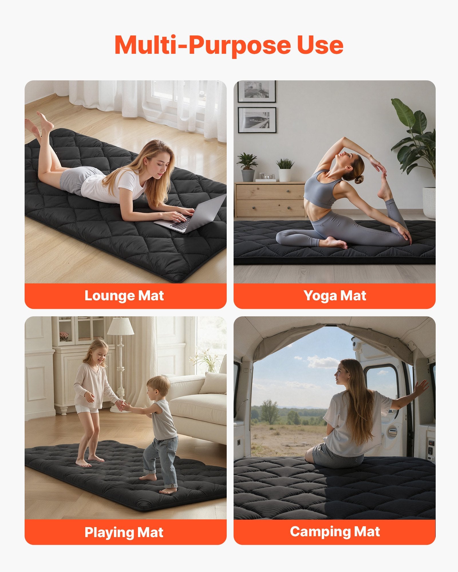 Japanese Tatami Mat, Twin Size Foldable Japanese Tatami Mattress, Futo