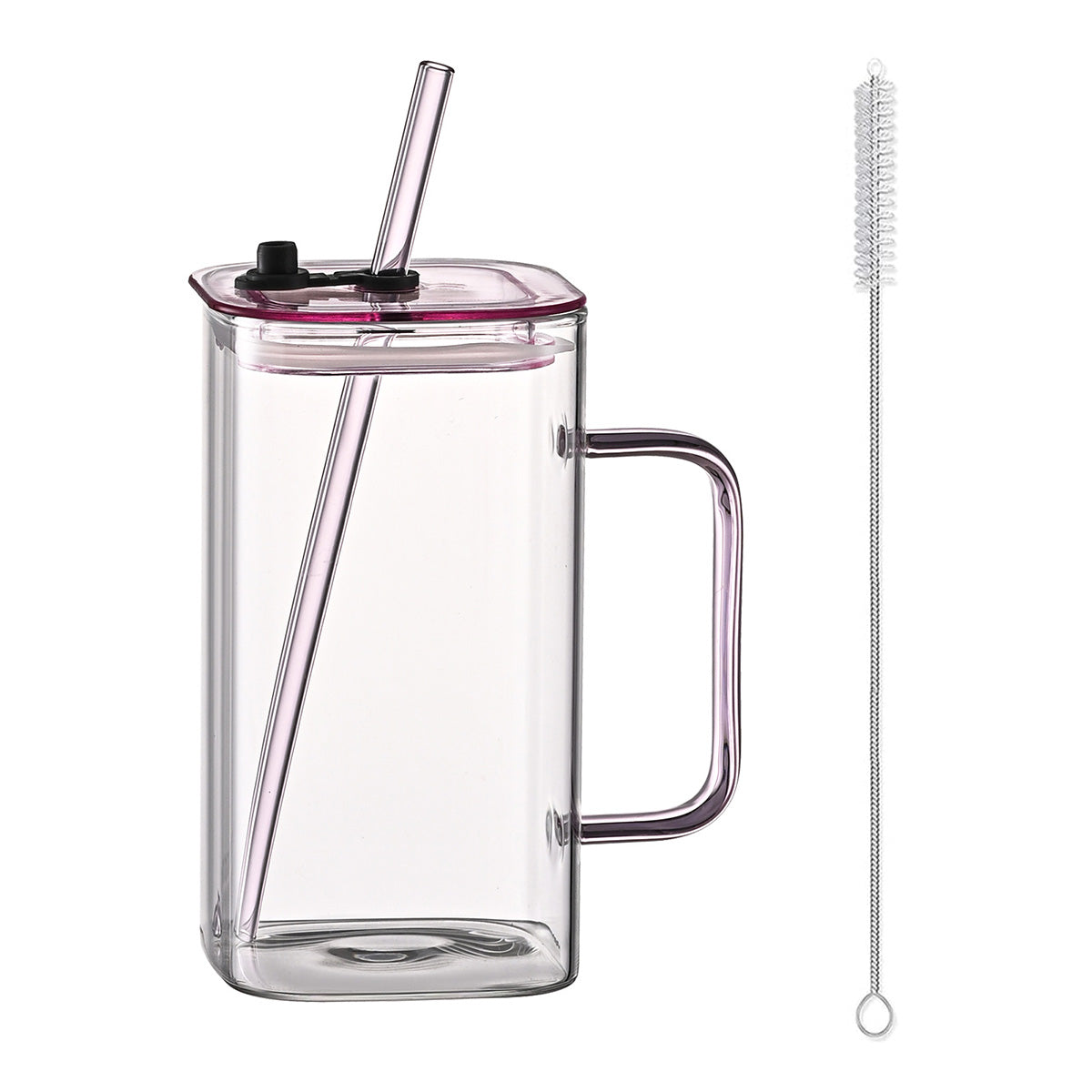 Glass Cup with Straw and Lid
