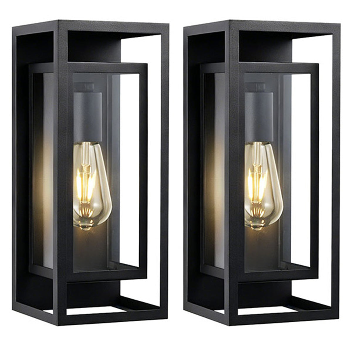 14-inch Outdoor Wall Light, Black Exterior Wall Lighting Fixture, Wate