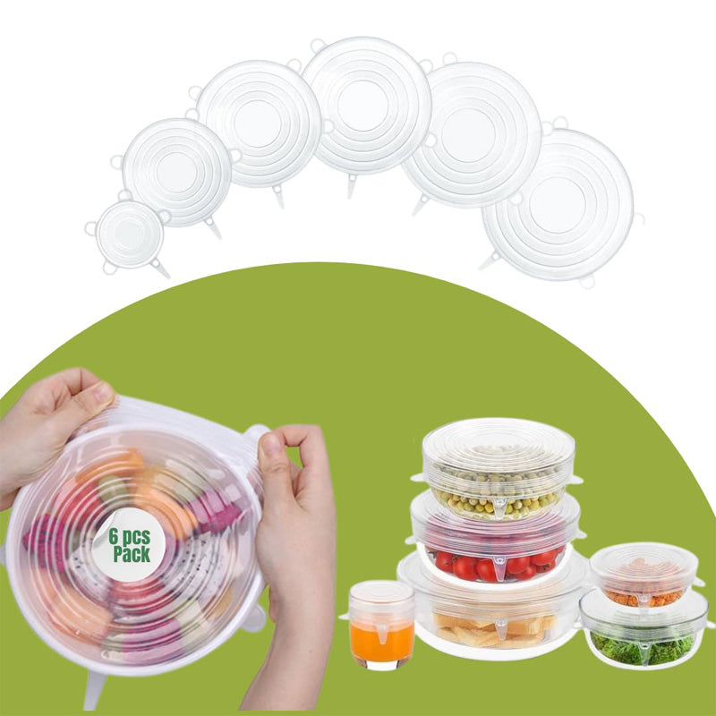 Kitchen Microwave Food Cover With 6 Silicone Lids, Extension Lid, Bowl