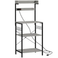 Kitchen Baker's Rack with Power Outlet, Coffee Bar Station with Adjust