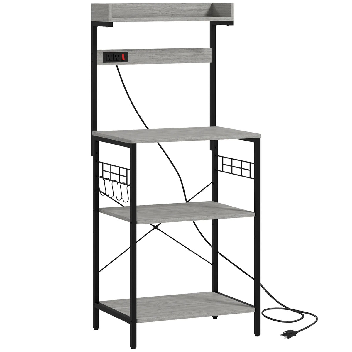 Kitchen Baker's Rack with Power Outlet, Coffee Bar Station with Adjust