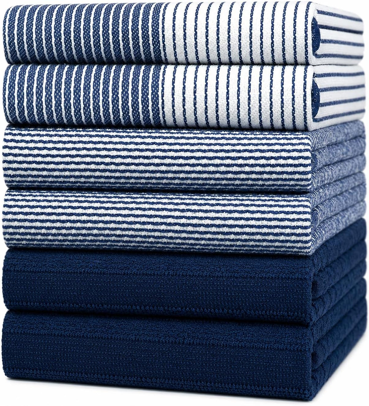 Premium Navy Blue Kitchen Towels 6 Units, 20x28 Inch Cotton Dish Towel