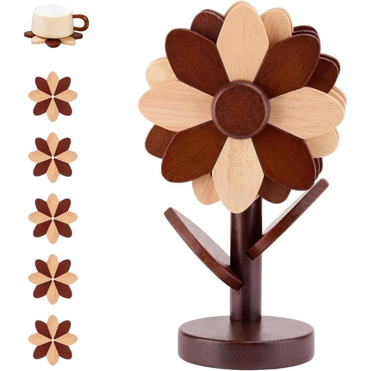 Wooden Flower Tree Trivet, Decorative Hot Pad For Kitchen, Heat Resist