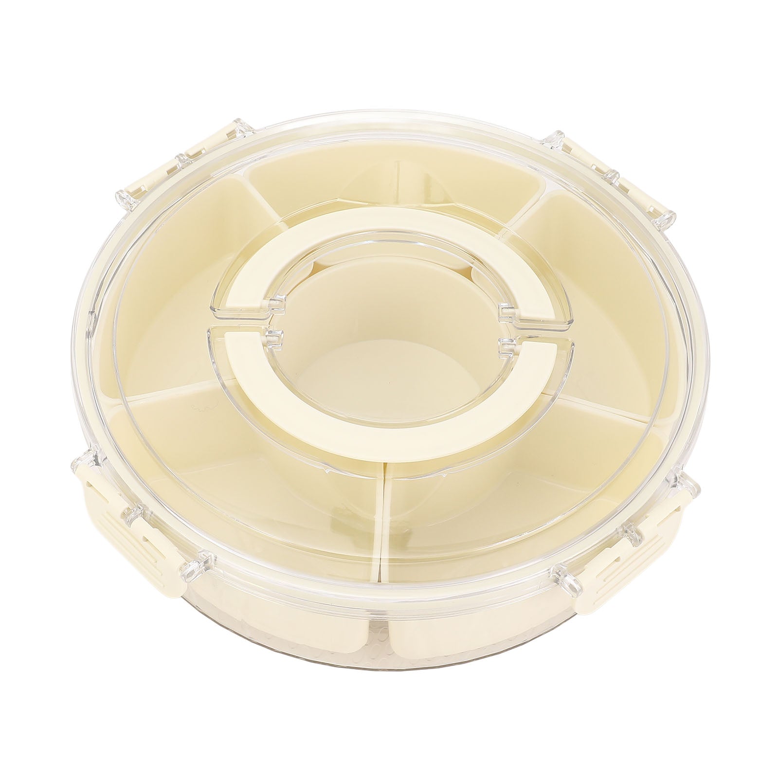 360° Rotating Divider Tray 6 Compartments Compact Sealed Snack Tray Di