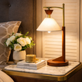 Solid Wood Bedside Lamp with Linen Shade