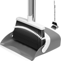 Broom And Dustpan Set With 52-Inch Adjustable Long Handle Grey White S