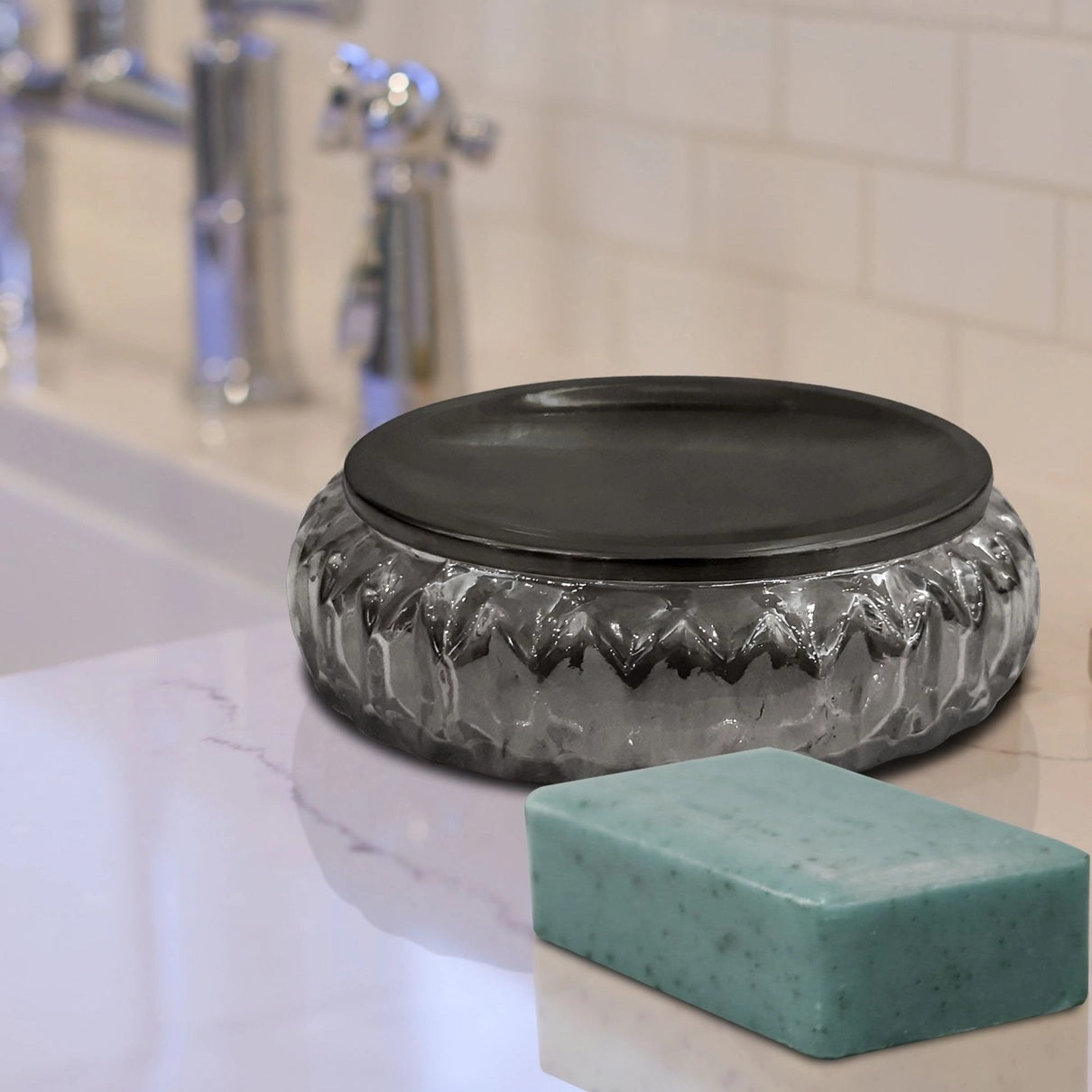 Glass Soap Dish for Bathroom and Kitchen