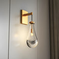 Brass Wall Sconces with Raindrop Glass