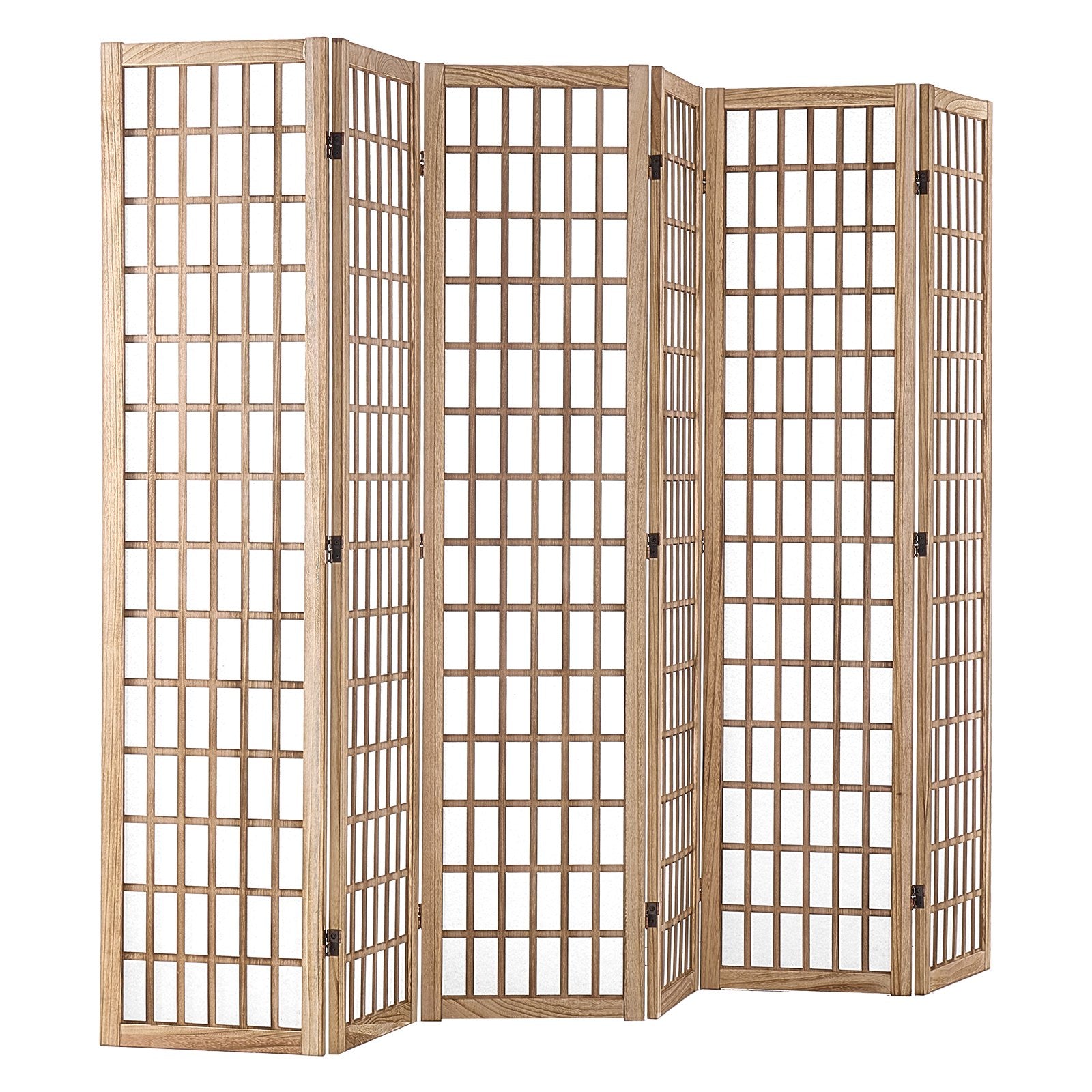 Room Divider, 6 Panel Japanese Room Divider, Wood Folding Privacy Scre