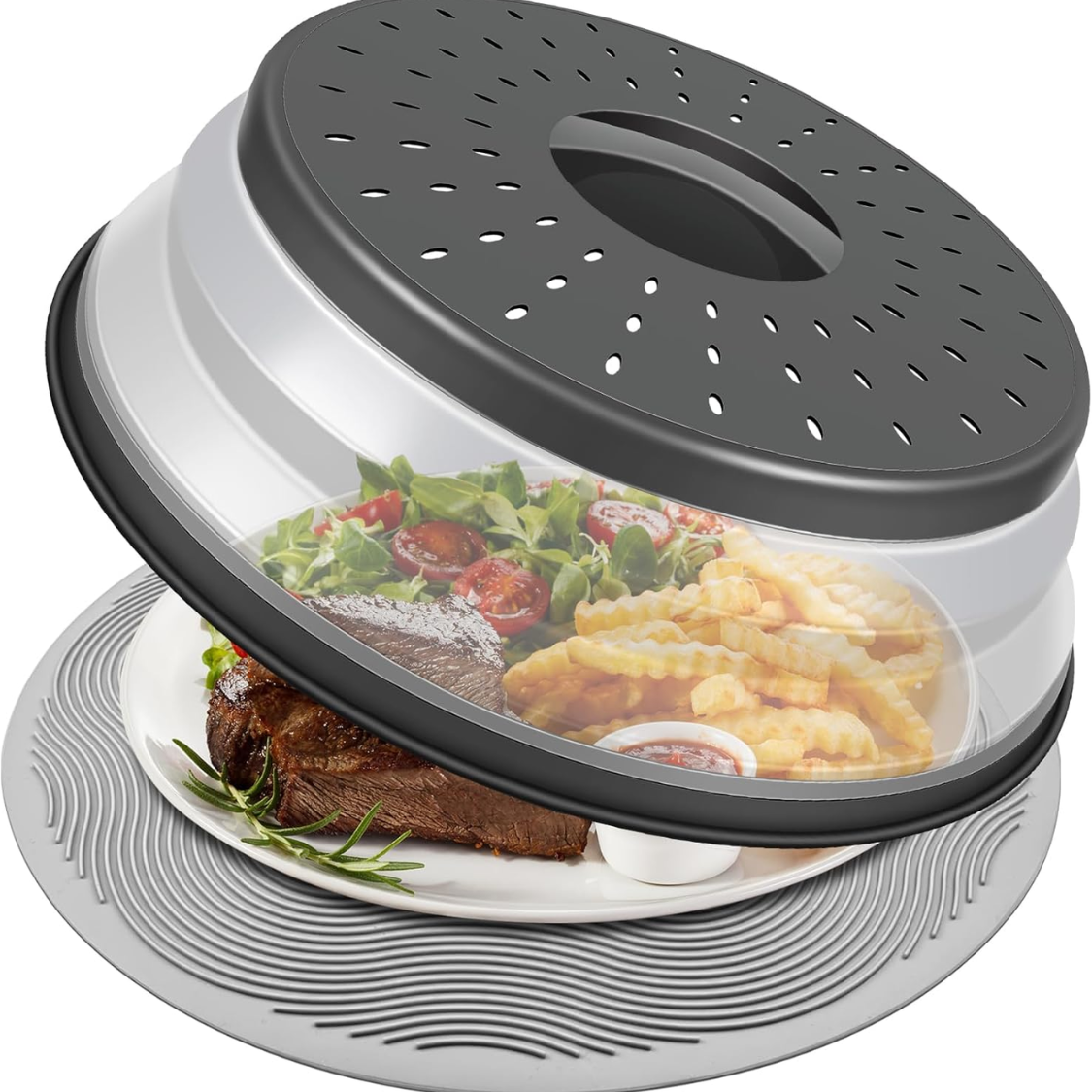 10 Inch Microwave Food Cover & Collapsible Silicone Mat - Splatter Gua