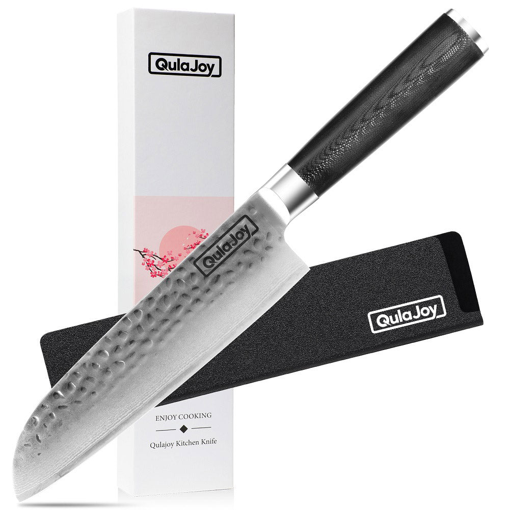 Qulajoy 7 Inch Santoku Knife- Ultra Sharp Japanese 67 Layers Damascus