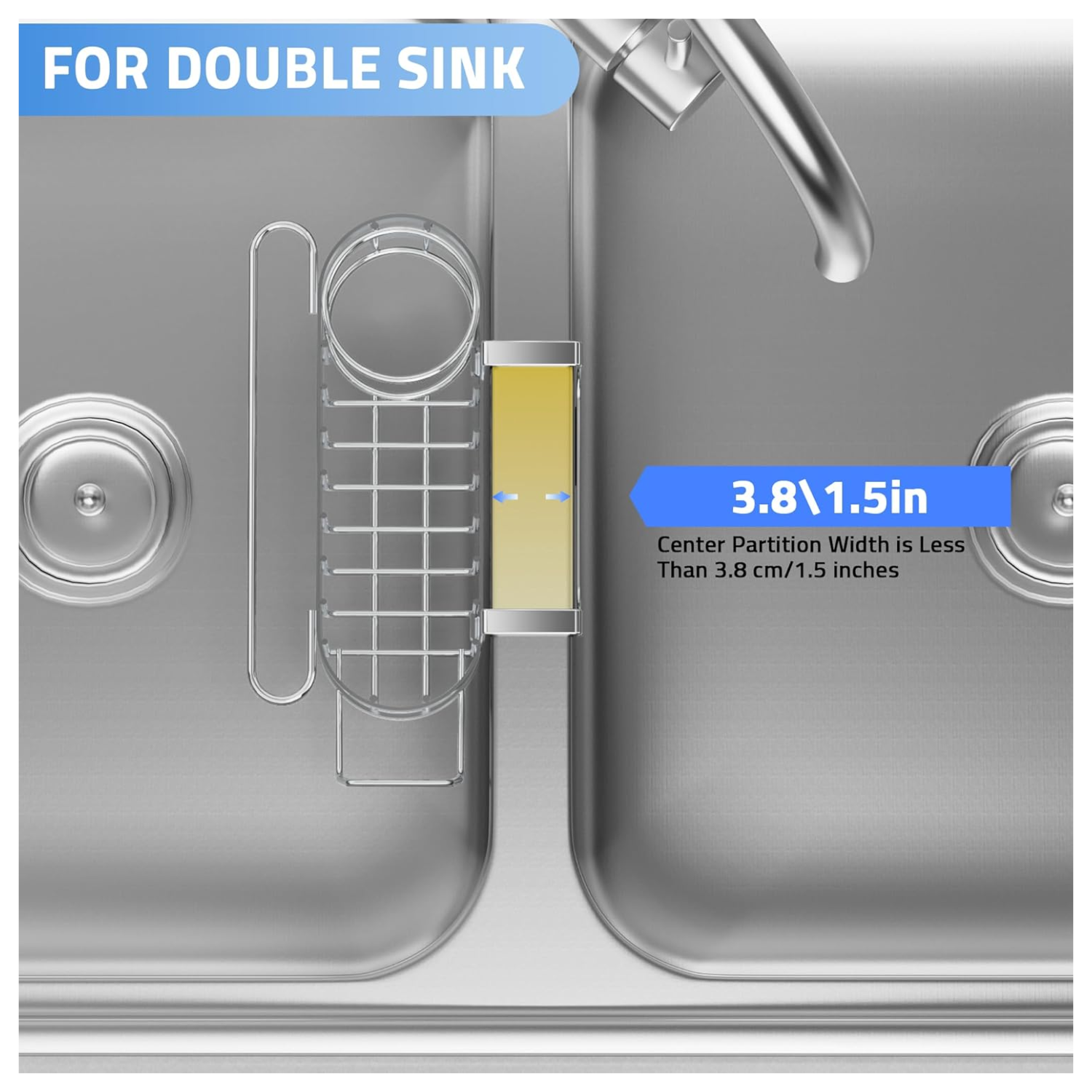 Kitchen Sink Caddy Sponge Holder In The Sink, Stainless Steel Kitchen