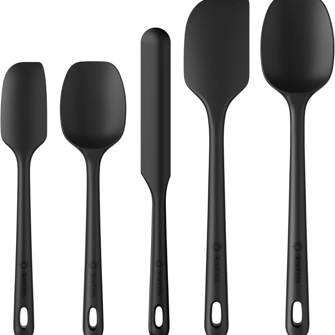 5 Piece Silicone Spatula Set, Heat Resistant Rubber Kitchen Utensils F