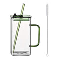 Borosilicate Glass Cup with Straw and Lid