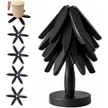 5 Piece Wooden Tree Shape Trivet Set, Walnut Wood Foldable Hot Dish Ho