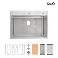 23"x19" Undermount Kitchen Sink Stainless Steel Under Counter Deep Sin