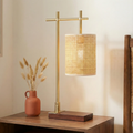 Bamboo Moonstone Table Lamp in Dark Bronze