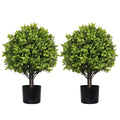 22in Artificial Boxwood Topiary Ball Trees in Pots for Indoor Outdoor