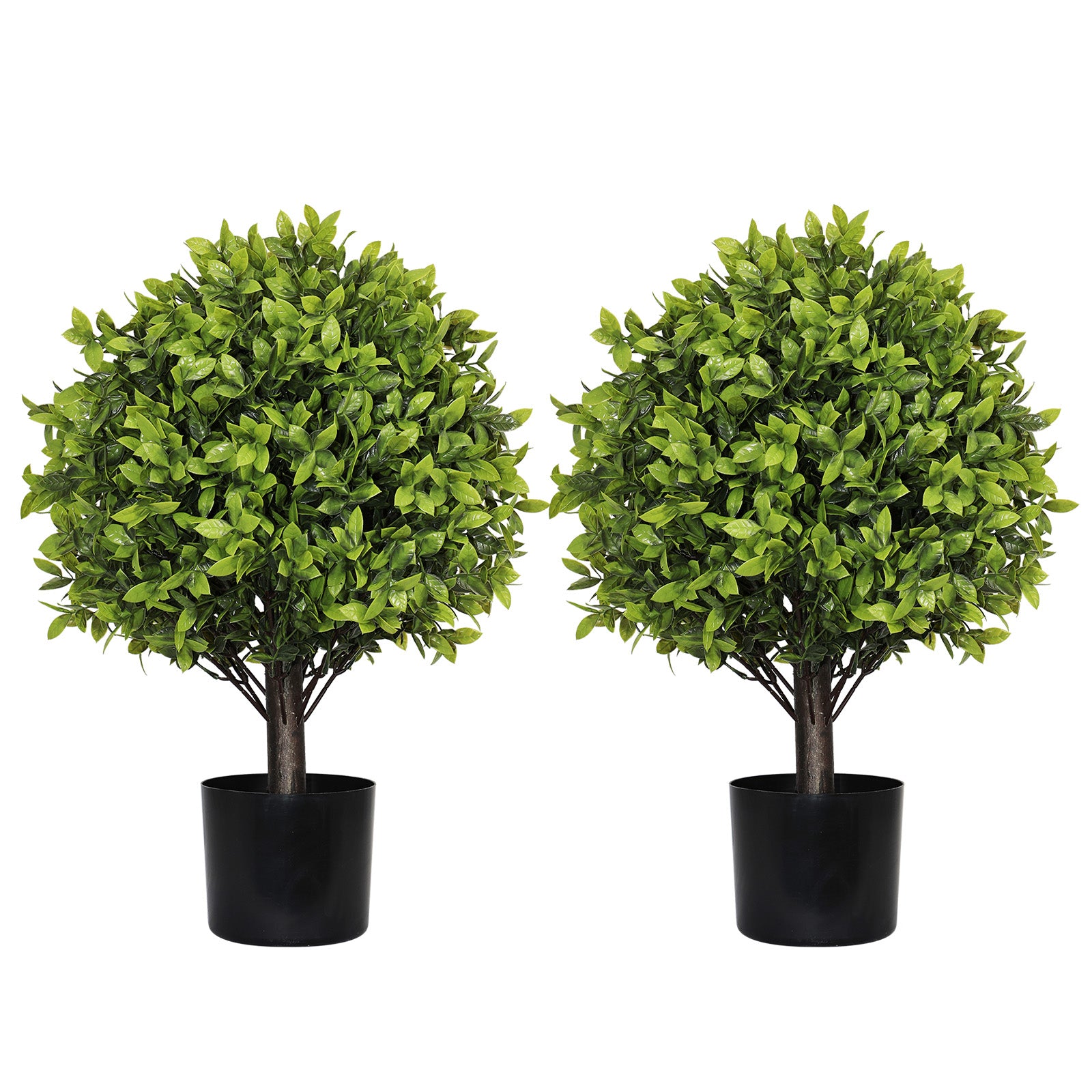 22in Artificial Boxwood Topiary Ball Trees in Pots for Indoor Outdoor