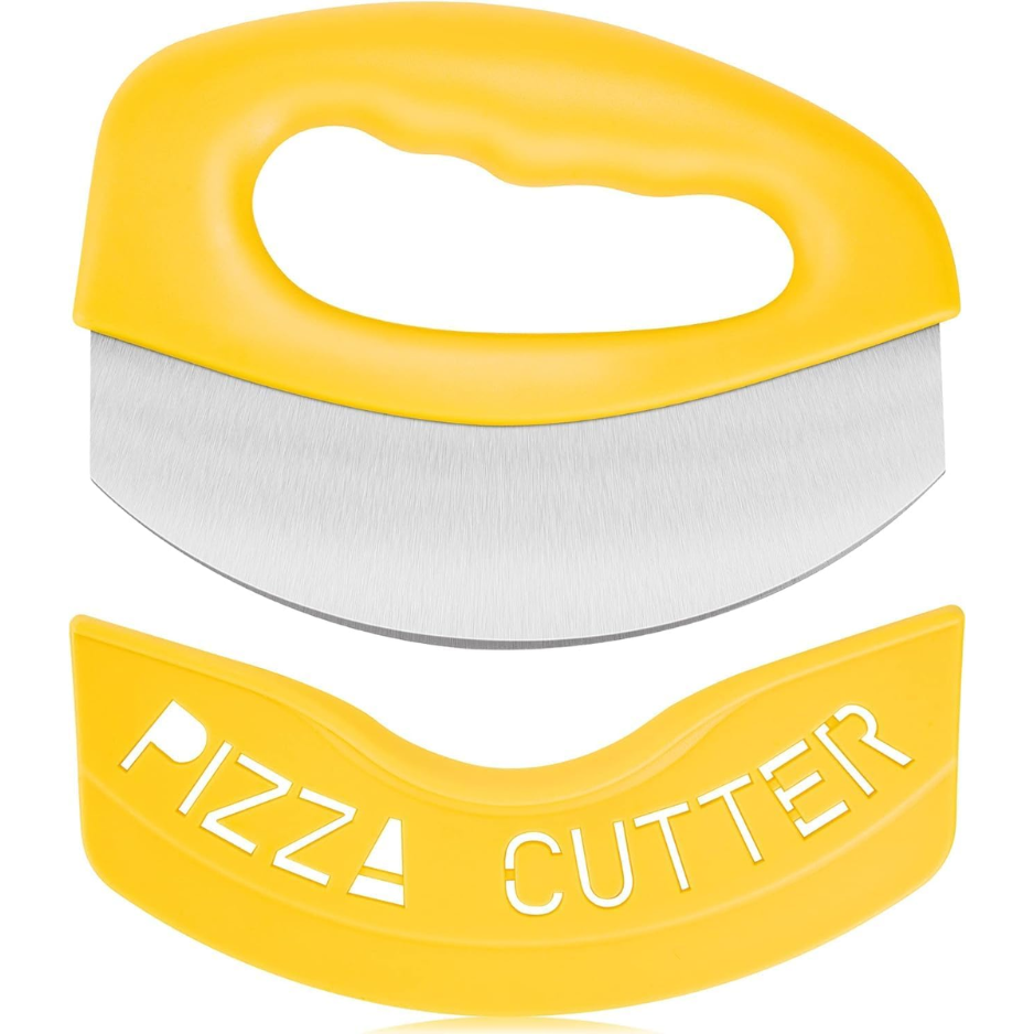 Heavy-Duty Stainless Steel Pizza Cutter Rocker With Protective Blade C