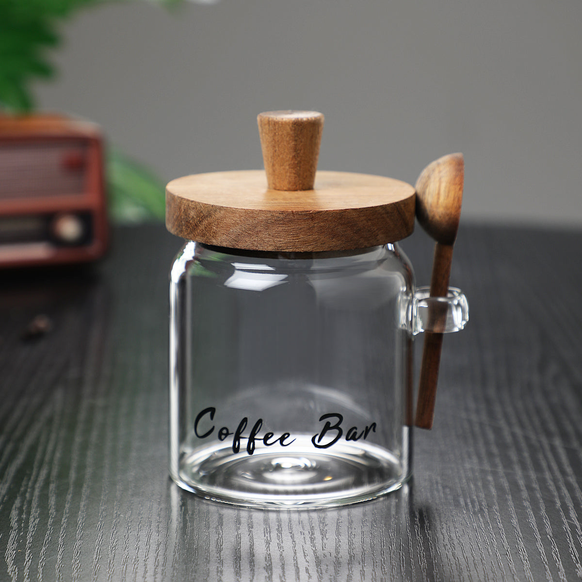 1 Pcs 15 OZ Glass Coffee Jars With Spoons, Candy Jars, Biscuit Jars, S