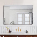 30x40 Inch Silver Metal Framed Rectangular Rectangular Bathrrom Mirror