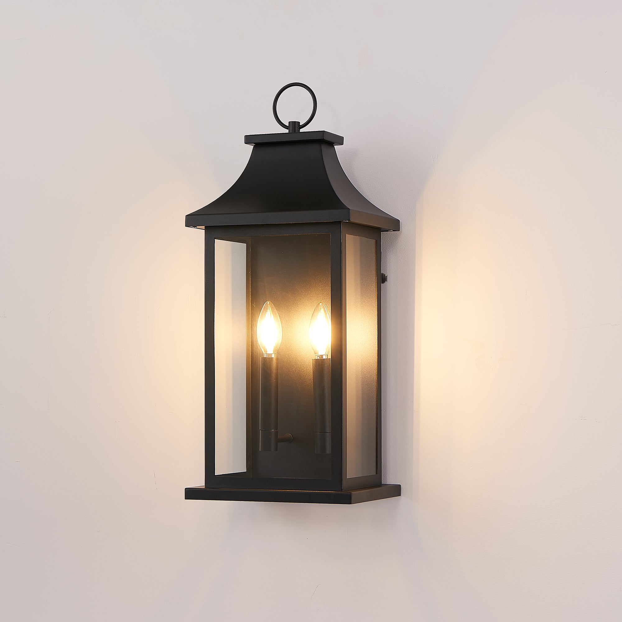 Dusk to Dawn Outdoor Wall Lantern 2-Light, 22.2" Large Outside Wall Sc