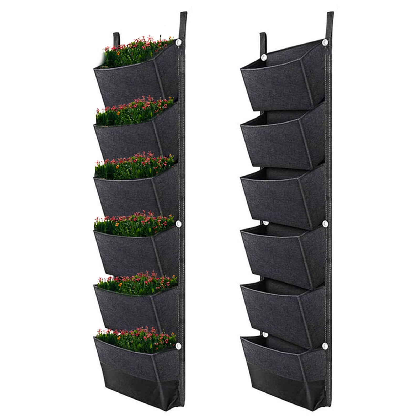 Hanging Planting Bags With 6 Pockets Vertical Gardening Flower Pots Pl