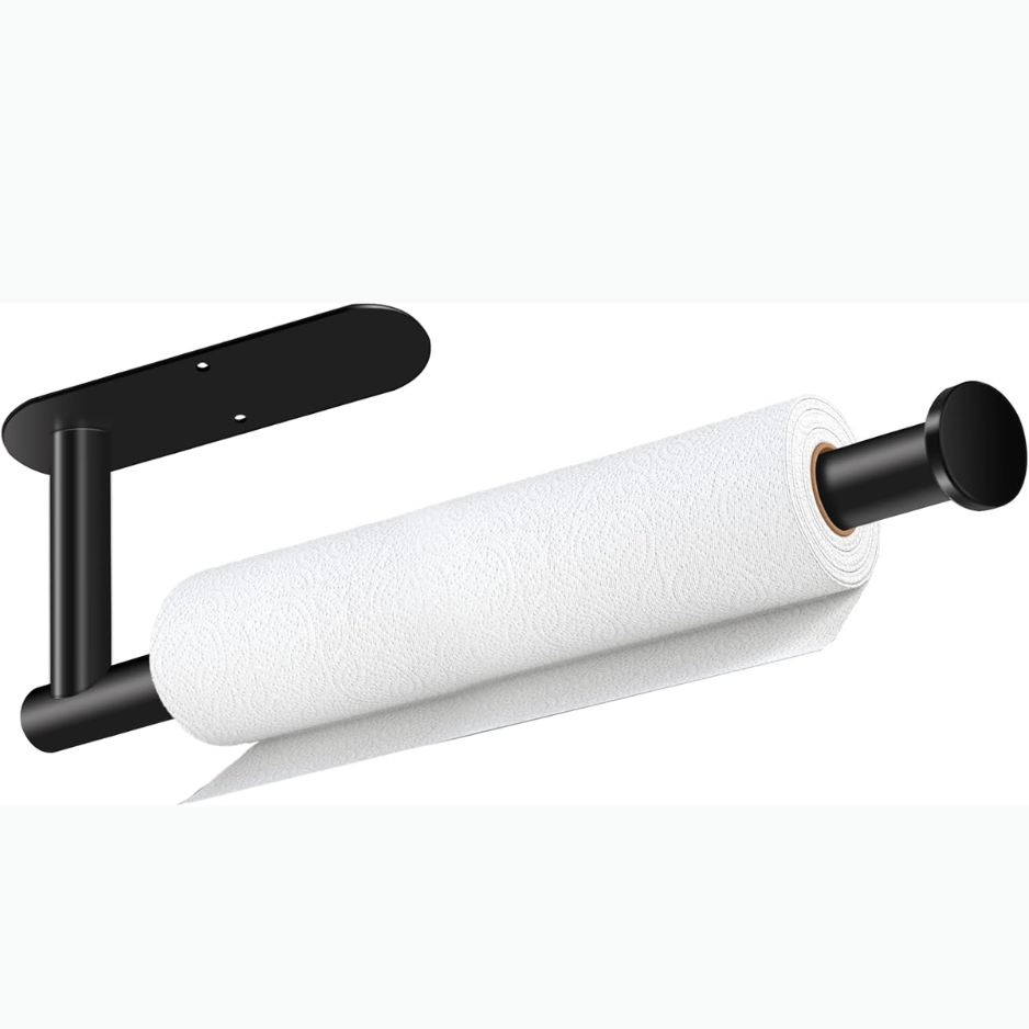 Black Under-Cabinet Paper Towel Holder - Self Adhesive & Drill Mount S