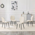 4-Pack White Light Luxury Household PU Leather Dining Chairs. Multiple