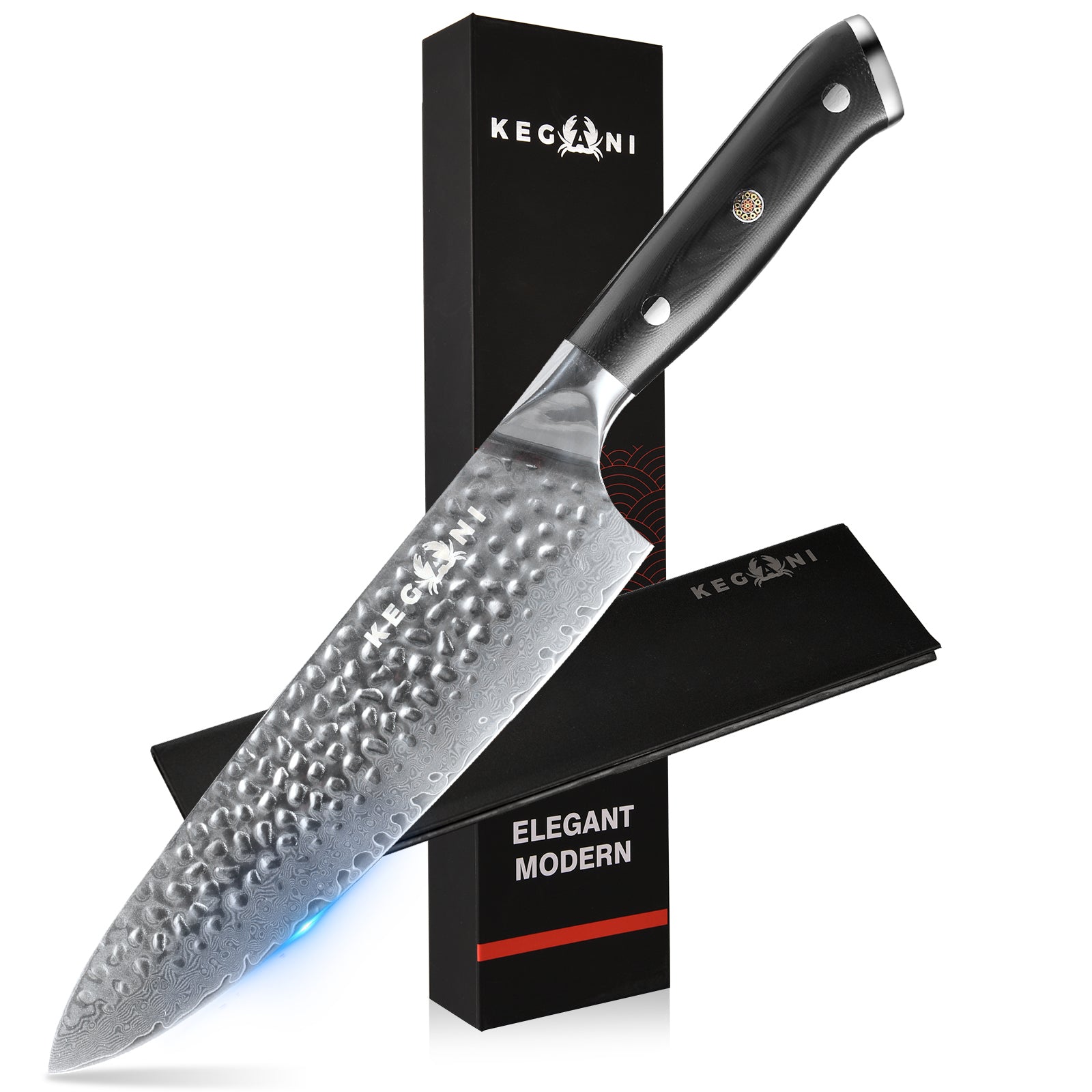 Kegani Chef Knife, 8 Inch Damascus Chefs Knife-Japanese VG10 Super Ste
