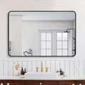 30x40 Inch Black Metal Framed Rectangular Bathrrom Mirror For Wall. W2