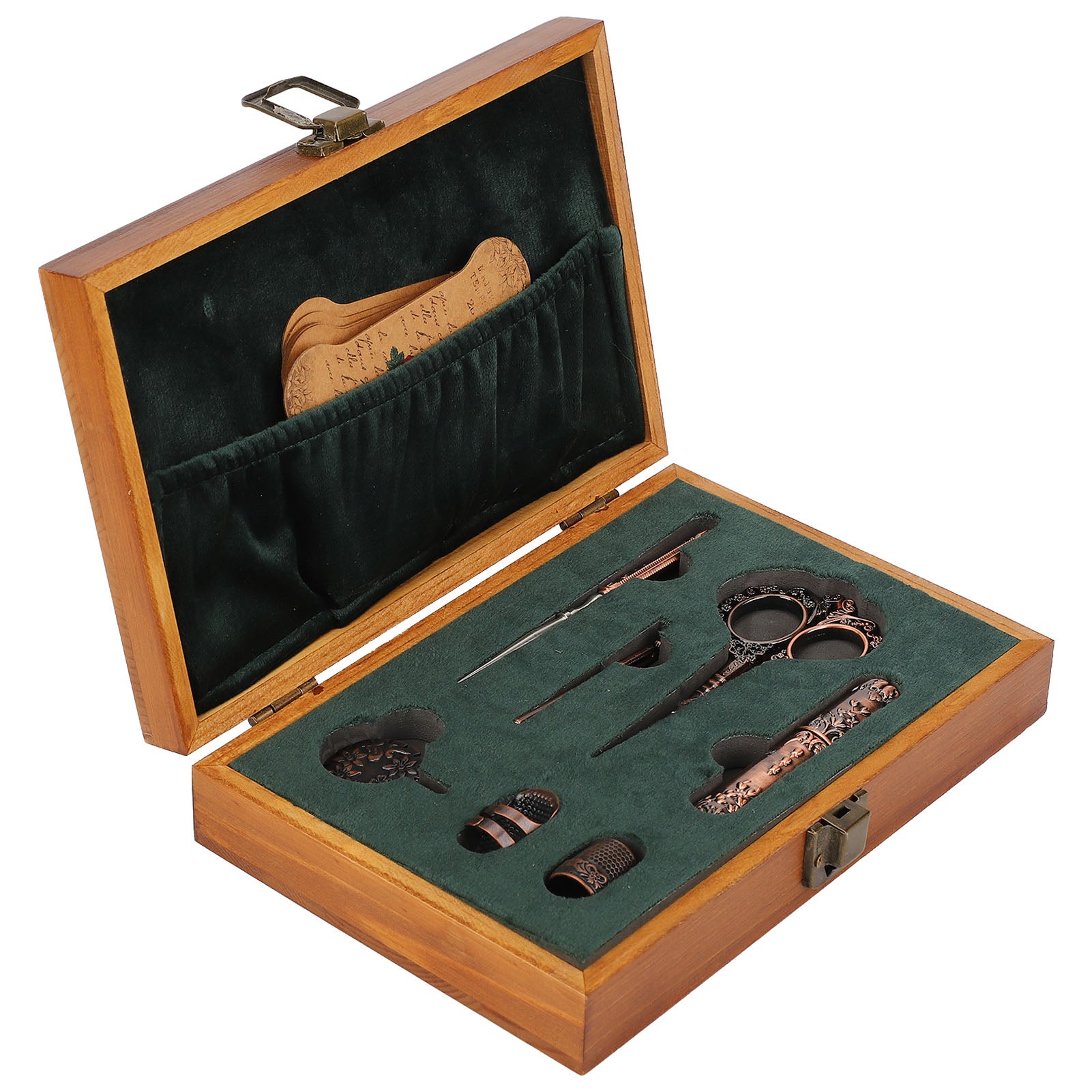 Vintage Embroidery Scissors Set Wooden Stainless Steel Sewing Box Scis