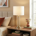 Luna Brushed Nickel Table Lamp with Clear Glass