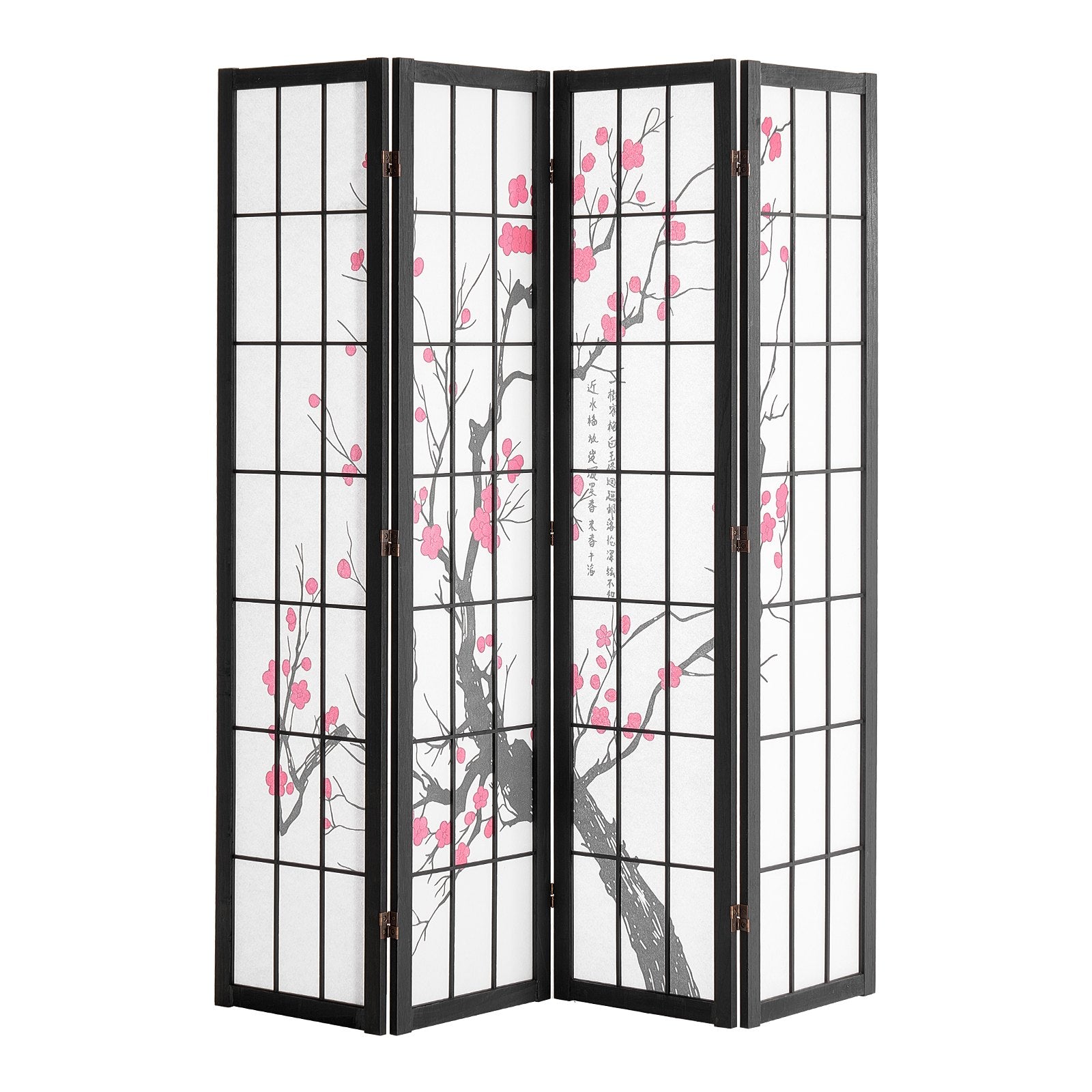 Room Divider, 4 Panel Japanese Room Divider Screen, Wood Folding Priva